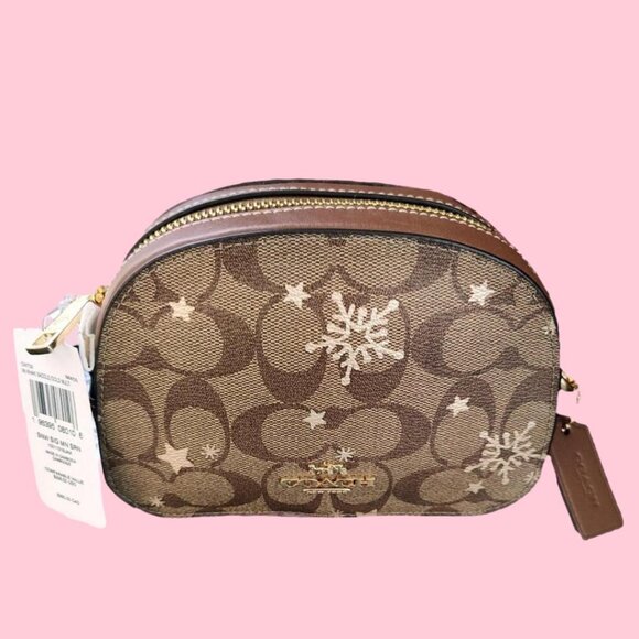 NWT Coach Mini Serena Signature Canvas Metallic Star Snowflake Bag - Picture 1 of 16